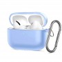 Чехол для AirPods Pro 3, силиконовый с карабином, голубой