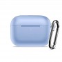 Чехол для AirPods Pro 3, силиконовый с карабином, голубой