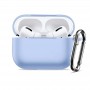 Чехол для AirPods Pro 3, силиконовый с карабином, голубой
