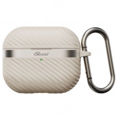 Чехол для AirPods Pro 2, силиконовый с карабином, Mutural, бежевый