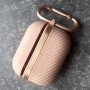 Чехол для AirPods Pro 2, силиконовый с карабином, Mutural, бежевый