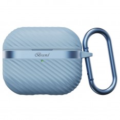 Чехол для AirPods Pro 2, силиконовый с карабином, Mutural, голубой