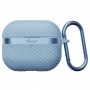 Чехол для AirPods Pro 2, силиконовый с карабином, Mutural, голубой