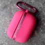 Чехол для AirPods Pro 2, силиконовый с карабином, Mutural, малиновый