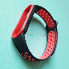 Силиконовый браслет для Xiaomi Mi Band 5 / 6, спорт, черный с красным