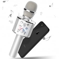 Караоке микрофон с динамиком Hoco BK3, серебрянный