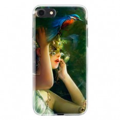 Чехол для телефона с картинкой №2099 девушка в маске и птицы