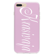 Чехол для телефона с фамилией именем № 1064 Фон - бледно розовый, шрифт - Cassandra