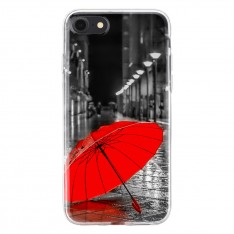 Чехол для телефона с картинкой №2190 Красный зонт на мокром тротуаре