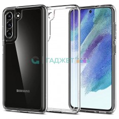 Чехол для Samsung S21 FE, прозрачный, с защитой камеры