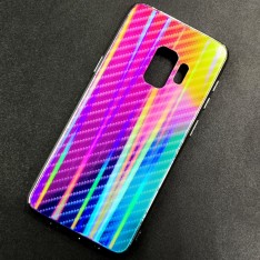 Чехол-накладка радужная в стиле карбон Color Mix для Samsung Galaxy S9, цвет 46