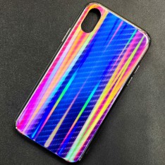 Чехол-накладка радужная в стиле карбон Color Mix для Apple iPhone X / iPhone XS, цвет 50