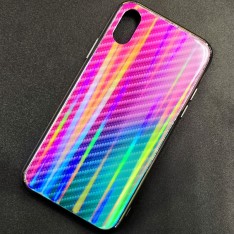 Чехол-накладка радужная в стиле карбон Color Mix для Apple iPhone X / iPhone XS, цвет 51