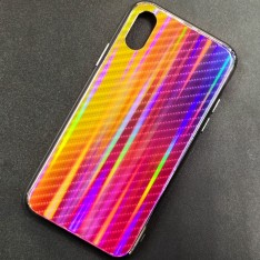 Чехол-накладка радужная в стиле карбон Color Mix для Apple iPhone X / iPhone XS, цвет 52