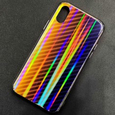Чехол-накладка радужная в стиле карбон Color Mix для Apple iPhone X / iPhone XS, цвет 57