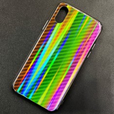 Чехол-накладка радужная в стиле карбон Color Mix для Apple iPhone X / iPhone XS, цвет 58