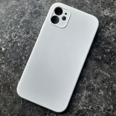 Чехол для телефона iPhone 11, Silicone Case, прямые углы, белый