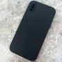 Чехол на iPhone X / XS, Silicone Case с логотипом и прямыми гранями, черный