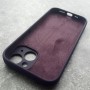 Чехол с MagSafe для iPhone 15, Silicone Case, фиолетово-черный, закрытая камера