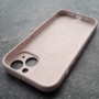 Чехол с магсейв на Айфон 15,  Silicone Case бледно розовый, защита камеры