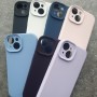 Чехол с MagSafe для iPhone 15, Silicone Case, фиолетово-черный, закрытая камера