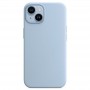 Айфон 15, чехол с MagSafe,  Silicone Case голубой
