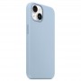 Айфон 15, чехол с MagSafe,  Silicone Case голубой