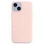 Чехол с магсейв на Айфон 15,  Silicone Case бледно розовый