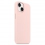 Чехол с магсейв на Айфон 15,  Silicone Case бледно розовый