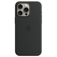 Чехол для iPhone 15 Pro Max Silicone Case, с логотипом, черный
