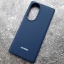 Чехол для Huawei Honor 70, Silicone Case, с логотипом, темно-синий матовый