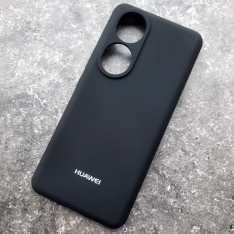 Чехол для Huawei Honor 90, Silicone Case, с логотипом, черный