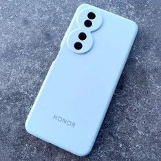 Чехол для Honor X7B, Silicone Case, с логотипом, голубой