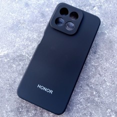 Чехол для Honor X7C, Silicone Case, с логотипом, черный