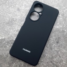 Чехол для Huawei Nova 11i, Silicone Case, с логотипом, черный
