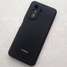 Чехол для Huawei Nova Y70, Silicone Case с логотипом, черный