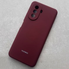 Чехол для Huawei Nova Y70, Silicone Case с логотипом, марсала