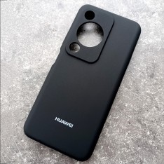 Чехол для Huawei Nova Y72, Silicone Case, с логотипом, черный