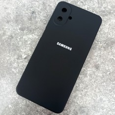Чехол для Samsung A07, Silicone Case, с логотипом, черный