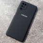 Чехол для Самсунг Гэлэкси А12, Silicone Case с логотипом, черный