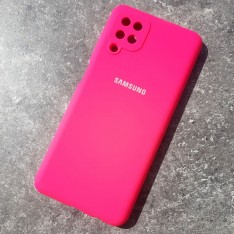 Чехол на Самсунг А12, неоново-розовый, Silicone Case