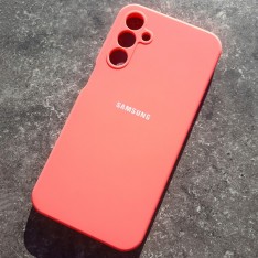 Чехол для Samsung A15 Silicone Case, с логотипом, неоново-оранжевый