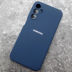 Чехол для Samsung A15 Silicone Case, с логотипом, темно-синий