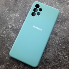 Чехол для Samsung A32 4G, Silicone Case, с логотипом, ментол