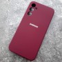 Чехол для Samusng A34, Silicone Case, с логотипом, марсала