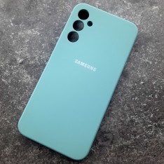 Чехол для Samsung A34, Silicone Case, с логотипом, ментол
