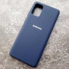 Чехол для Samusng A71, Silicone Case, с логотипом, темно-синий
