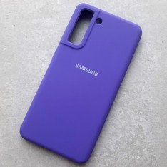 Чехол на Samsung S21 FE, Silicone Case, с логотипом, темно-фиолетовый