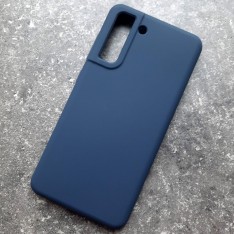 Чехол для Samsung S21 FE, Silicone Case, темно-синий матовый