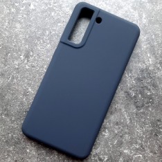 Чехол для Samsung S21 FE, Silicone Case, темно-сине-серый матовый